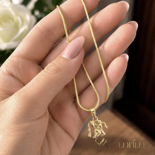 Goldfilled antiallergene Halskette 45cm / 1mm +  Anhänger Wassermann 14K Farbe