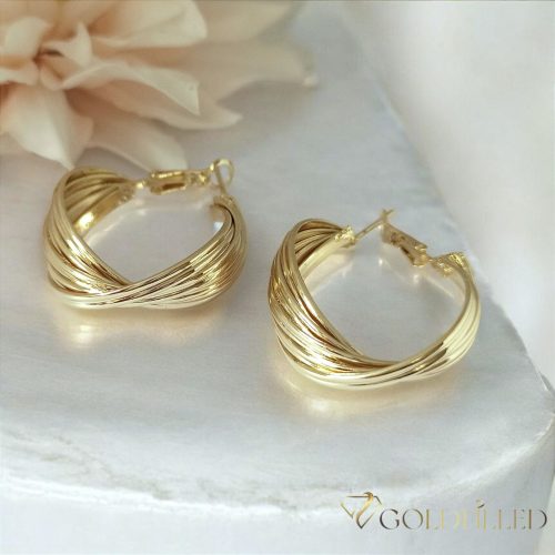 Goldfilled Antiallergene gedrehte Creolen 35mm 14K Farbe	