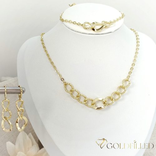 Antiallergische Goldfilled-Halskette 45cm/3-12mm + Armband 17-20cm + Ohrringe, Farbe 14K