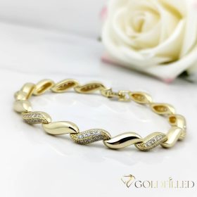   Antiallergenes vergoldetes Armband „Goldfilled“, 17cm lang und 5 mm Breit, 14K-Farbe