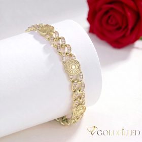   Antiallergenes vergoldetes Armband „Goldfilled“, 18 cm lang und 9 mm Breit, 14K-Farbe