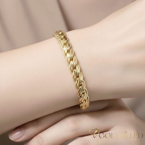 Antiallergenes vergoldetes Armband „Goldfilled“, 17,5 cm lang und 7 mm Breit, 14K-Farbe
