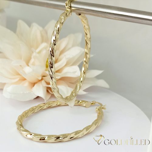Goldfilled Antiallergene gedrehte Creolen 58mm 14K Farbe	