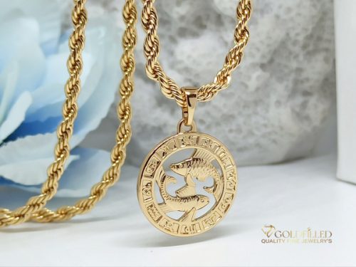Goldfilled antiallergene Halskette 55cm / 3mm + Fische Anhänger 18K Farbe