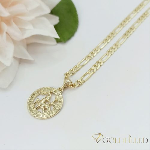 GOLDFILLED ANTIALLERGENER HALSKETTE 45cm / 4mm + STEINBOCK ANHÄNGER 14K farbe
