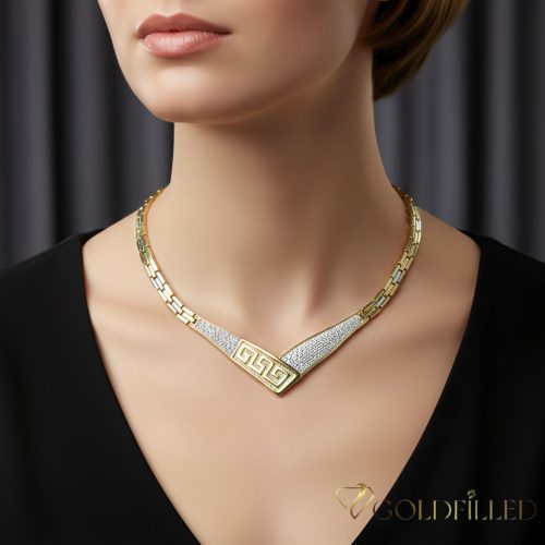 Exklusive antiallergische Goldfilled-Halskette 50cm/6-16mm, 14K mehrfarbig