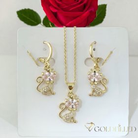   Antiallergische Goldfilled-Halskette 45cm/1mm + Anhänger + Ohrringe 14K Farbe