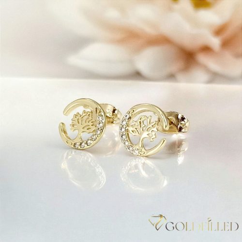 Goldfilled Antiallergische Ohrringe Baum des Lebens 10mm 14K Farbe