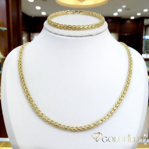 Antiallergische Goldfilled-Halskette 55cm/4,5mm + Armband 20cm , Farbe 14K