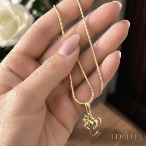 Goldfilled antiallergene Halskette 45cm / 1mm + Schütze Anhänger 14K Farbe