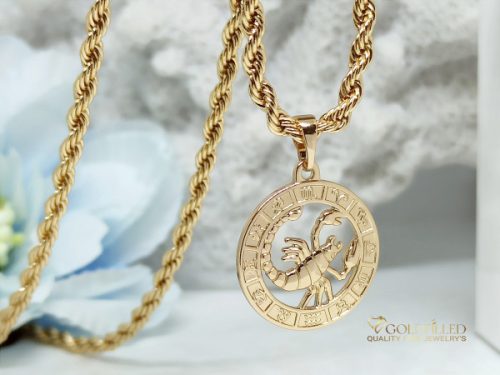 Goldfilled antiallergene Halskette 55cm / 3mm + Skorpion Anhänger 18K Farbe