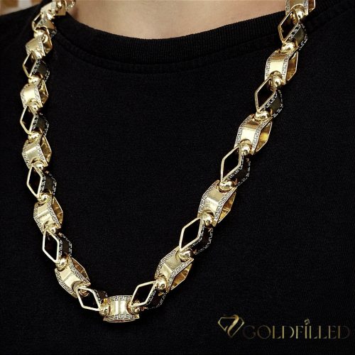 Goldfilled Antiallergisches Luxus Barakka Halskette 70cm Lang und 11mm Breit (140g) Farbe 14K Multicolor