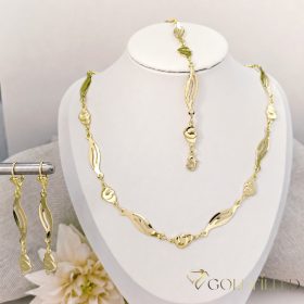   Antiallergische Goldfilled-Halskette 45cm/6-8mm + Armband 19cm + Ohrringe, Farbe 14K