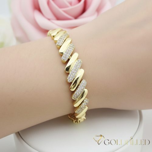 Antiallergenes vergoldetes Armband „Goldfilled“, 17 cm lang und 10 mm Breit, 14K-Farbe