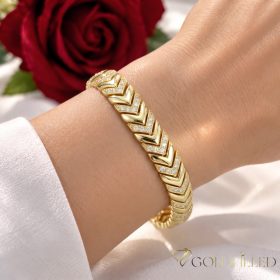   Antiallergenes vergoldetes Armband „Goldfilled“, 17 cm lang und 9 mm Breit, 14K-Farbe
