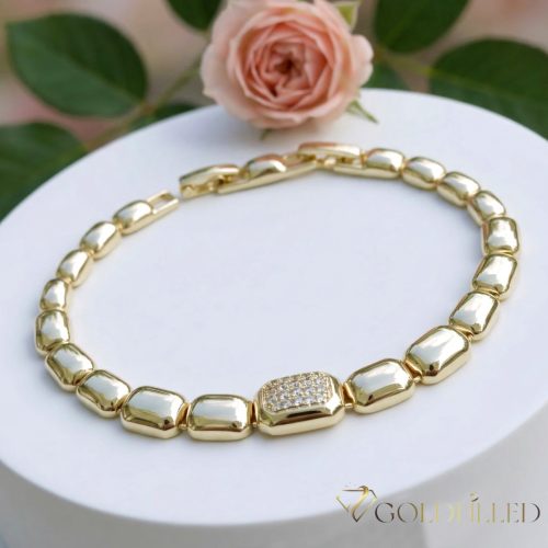 Antiallergenes vergoldetes Armband „Goldfilled“, 19 cm lang und 9 mm Breit, 14K-Farbe