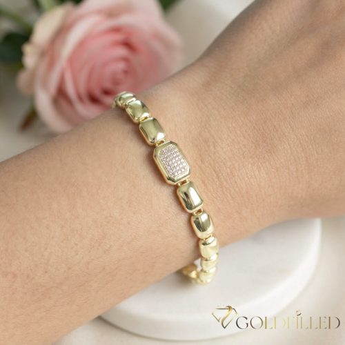 Antiallergenes vergoldetes Armband „Goldfilled“, 19 cm lang und 9 mm Breit, 14K-Farbe