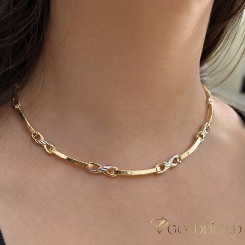 Exklusive antiallergene vergoldete Halskette „Goldfilled“, in mehreren Größen 6 mm breit, 14K-Farbe Multicolor 