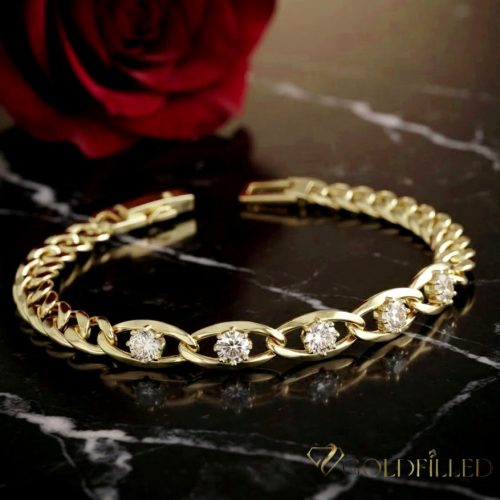 Antiallergenes vergoldetes Armband „Goldfilled“, 19 cm lang und 7 mm Breit, 14K-Farbe