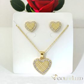   Antiallergische Goldfilled-Halskette 45cm/1mm + Anhänger + Ohrringe 14K Farbe