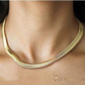   GOLDFILLED Antiallergenes Luxus-Halskette 45cm lang und 6,2 mm breit 14K Farbe