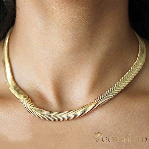 GOLDFILLED Antiallergenes Luxus-Halskette 45cm lang und 6,2 mm breit 14K Farbe