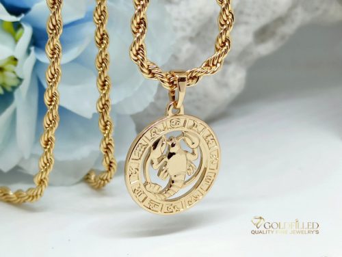 Goldfilled antiallergene Halskette 55cm / 3mm + Krebs Anhänger 18K Farbe