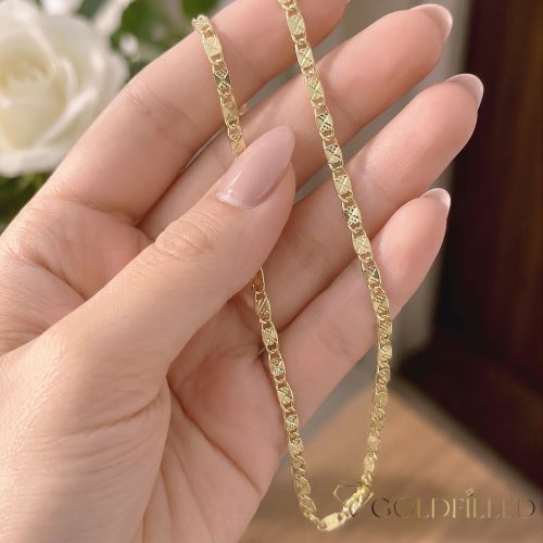 GOLDFILLED Antiallergenes Halskette 55cm lang und 3mm breit 14K Farbe