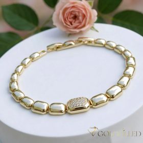   Antiallergenes vergoldetes Armband „Goldfilled“, 17 cm lang und 9 mm Breit, 14K-Farbe