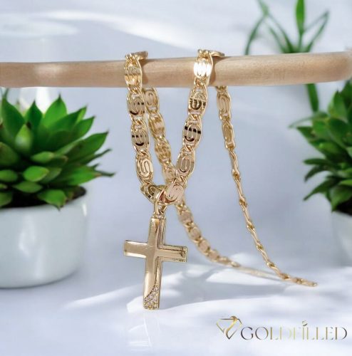 Antiallergische Goldfilled-Halskette 45cm/4mm + Anhänger, Farbe 18K