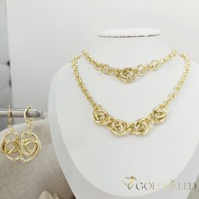   Antiallergische Goldfilled-Halskette 45cm/5-19mm + Armband 17-20cm + Ohrringe, Farbe 14K