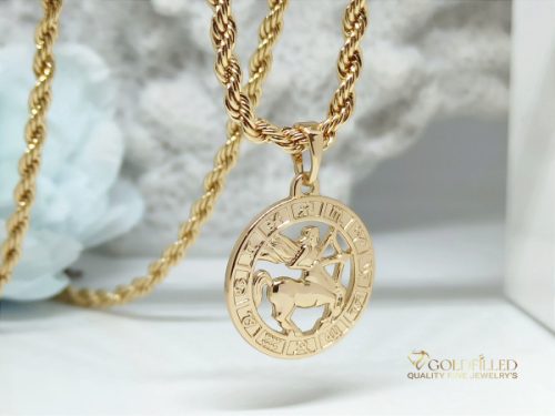 Goldfilled antiallergene Halskette 55cm / 3mm + Schütze Anhänger 18K Farbe
