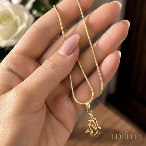 Goldfilled antiallergene Halskette 45cm / 1mm + Jungfrau Anhänger 14K Farbe