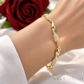   Antiallergenes vergoldetes Armband „Goldfilled“, 17 cm lang und 7 mm Breit, 14K-Farbe