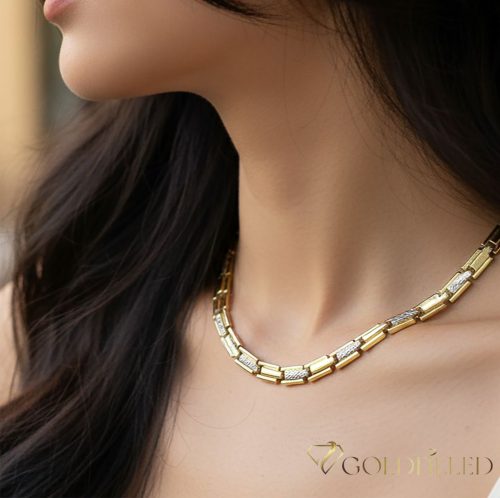 Exklusive antiallergene vergoldete Halskette „Goldfilled“, in mehreren Größen 7 mm breit, 14K-Farbe Multicolor 