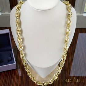   Exklusive antiallergene vergoldete Halskette „Goldfilled“, 60 cm lang und 10 mm breit, 14K-Farbe (105 gramm)