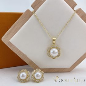   Antiallergische Goldfilled-Halskette 45cm/1mm + Anhänger + Ohrringe 14K Farbe