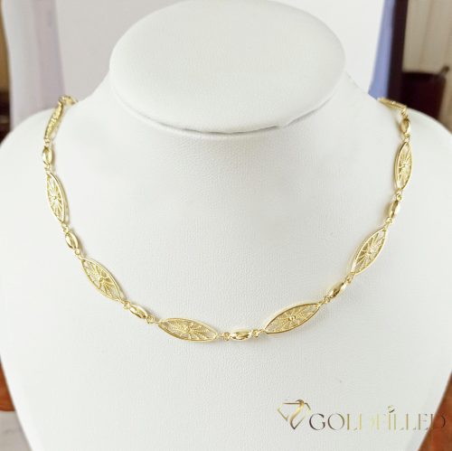 GOLDFILLED Antiallergenes Luxus-Halskette 45cm lang und 4-7mm breit 14K Farbe