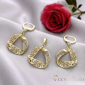   Antiallergische Goldfilled Anhänger + Ohrringe 38mm 14K Farbe