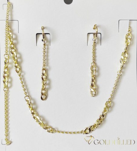 Antiallergische Goldfilled-Halskette 45cm/2-6mm + Armband 17cm + Ohrringe, Farbe 14K