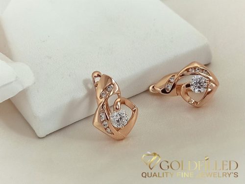 Goldfilled Antiallergische Ohrringe mit Weißem Zirkon 17mm 18K Farbe