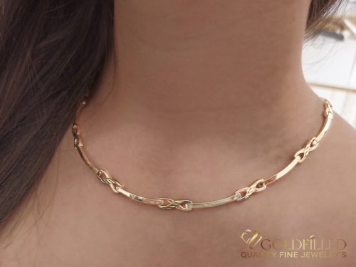 GOLDFILLED Antiallergenes Luxus-Halskette 45cm lang und 3-6mm breit 14K Farbe