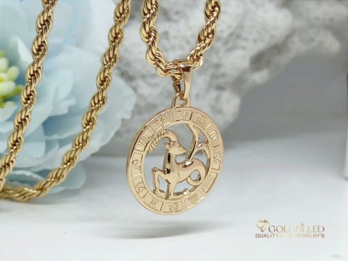 GOLDFILLED ANTIALLERGENER HALSKETTE 55cm / 3mm + STEINBOCK ANHÄNGER 18K farbe