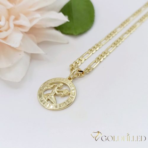Goldfilled antiallergene Halskette 50cm / 4mm + Jungfrau Anhänger 14K Farbe