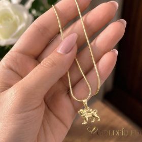   Goldfilled antiallergene Halskette 45cm / 1mm + Löwe  Anhänger 14K Farbe