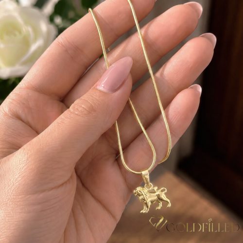 Goldfilled antiallergene Halskette 45cm / 1mm + Löwe  Anhänger 14K Farbe
