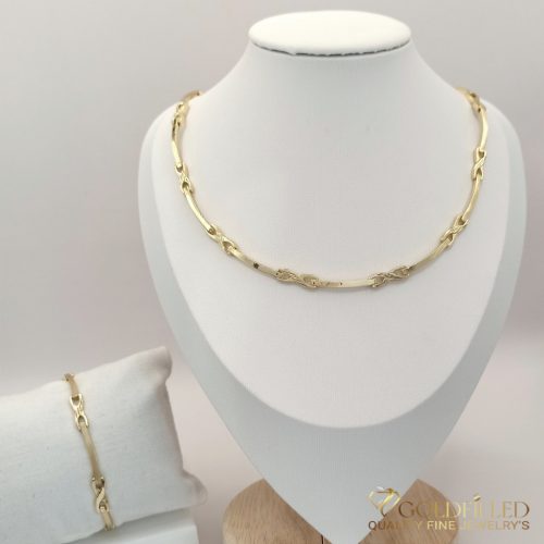Antiallergische Goldfilled-Halskette 45cm/6mm + Armband 19cm +  Farbe 14K