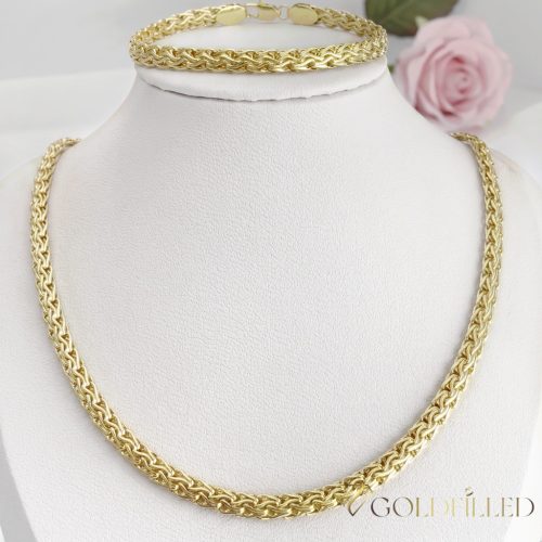 Antiallergische Goldfilled-Halskette 50cm/6mm + Armband 19cm +  Farbe 14K